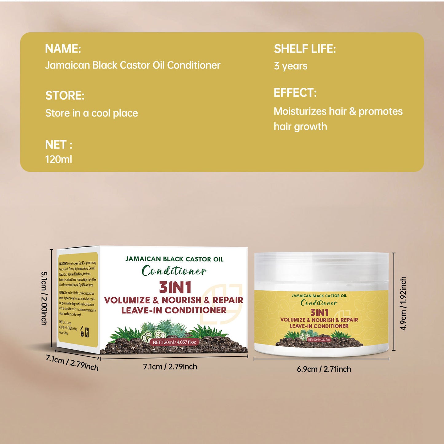 Black Castor Oil Leave-in Hair Conditioner 120ml Moisturizing