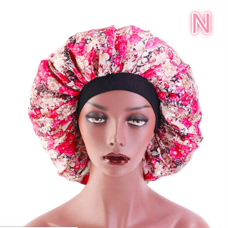 Beauty print Satin silk Bonnet sleep night cap - Diafro Store 