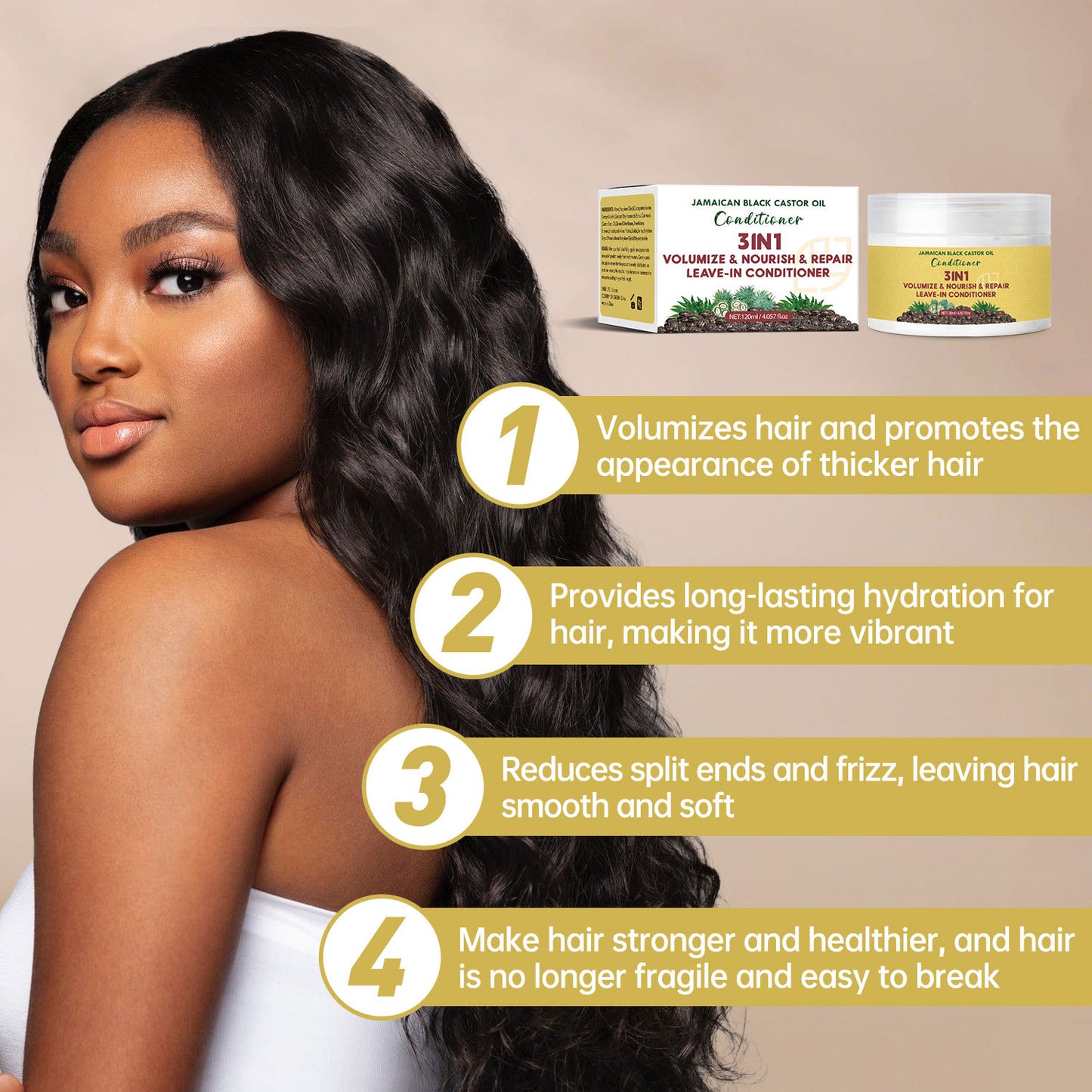 Black Castor Oil Leave-in Hair Conditioner 120ml Moisturizing