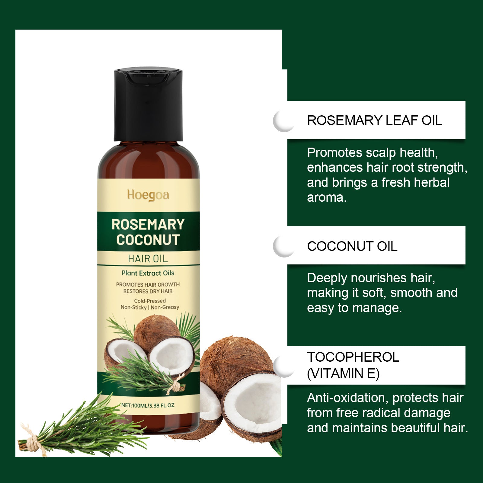 Rosemary Coconut Hair Oil Nourishing Moisturizing Fragrance Care Hair Care - Diafro Store 