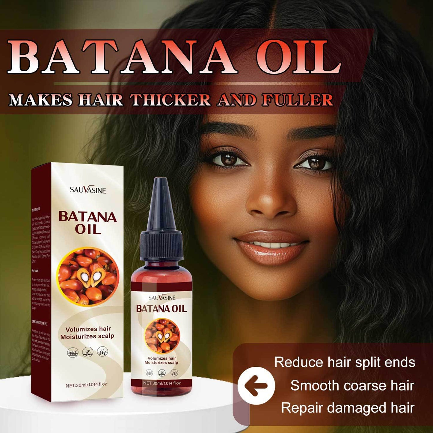New Packaging Shuo Woxin Batana Hair Care Essential Oil 30ml Moisturizing Repair Strong And Tough Anti-loss Dense Hair - Diafro Store 