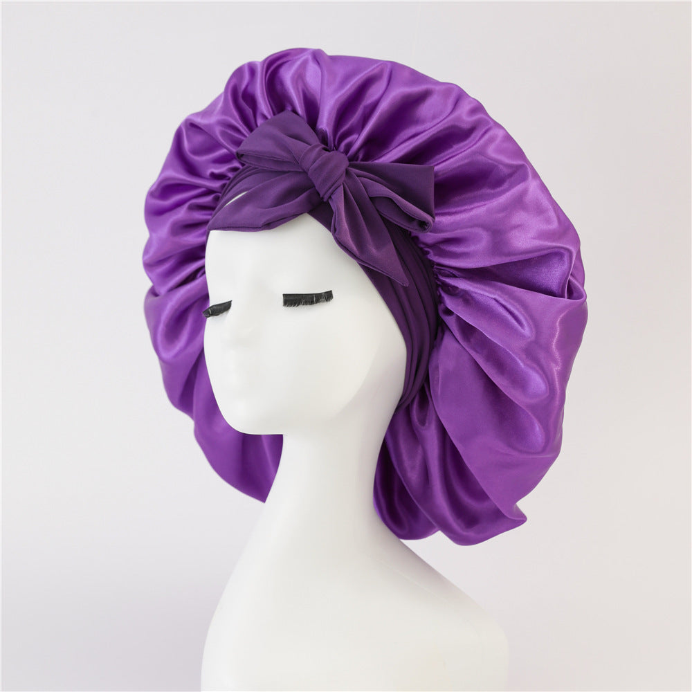 New Silk Bonnet For Sleeping Women Satin Bonnet Hair Bonnet Night Sleep Cap Scarf Wrap For Curly Hair With Tie Band For Curly Hair - Diafro Store 