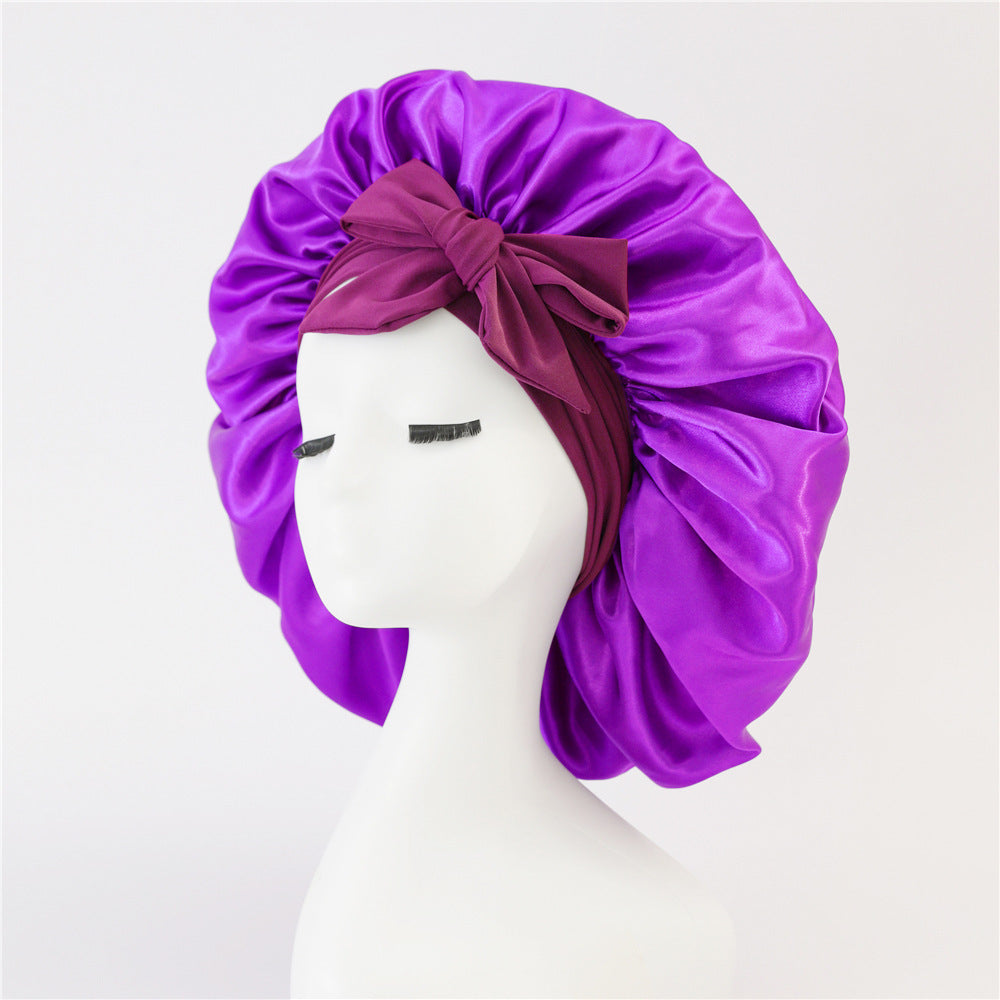 New Silk Bonnet For Sleeping Women Satin Bonnet Hair Bonnet Night Sleep Cap Scarf Wrap For Curly Hair With Tie Band For Curly Hair - Diafro Store 