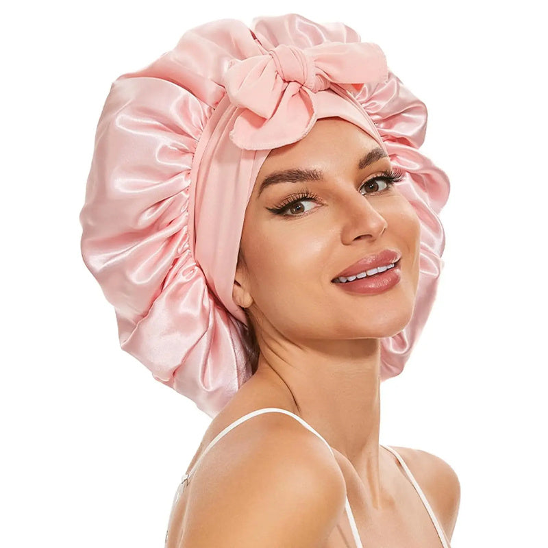 New Silk Bonnet For Sleeping Women Satin Bonnet Hair Bonnet Night Sleep Cap Scarf Wrap For Curly Hair With Tie Band For Curly Hair - Diafro Store 