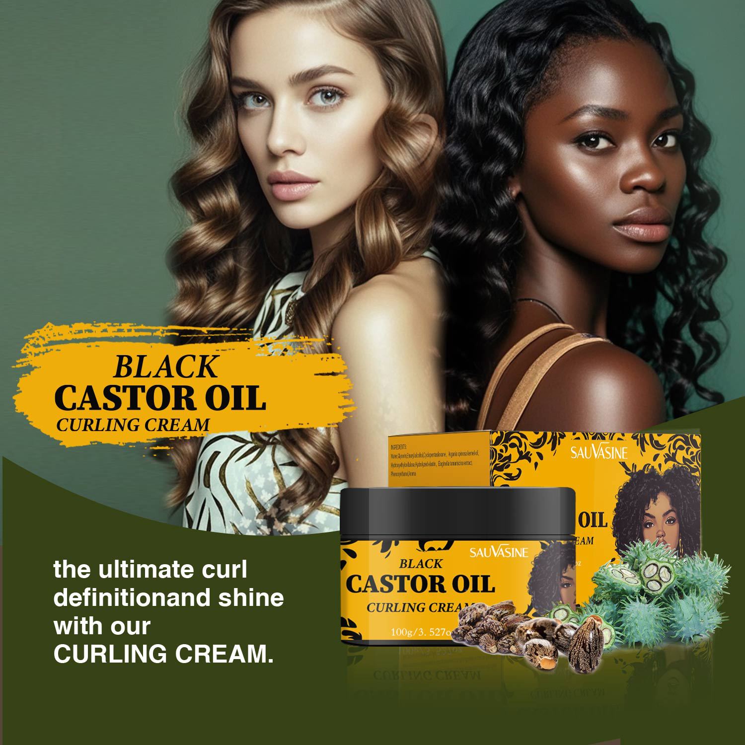 Black Castor Oil Curly Hair Cream Care - Diafro Store 